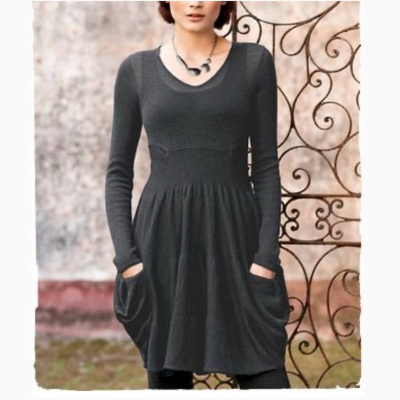 Peruvian Connection Bermondsey Alpaca Tunic Wool Blue Gray Pockets Dress Size XL - Picture 1 of 9